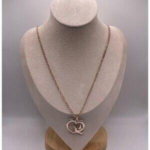 Vintage 20” Rose Gold Toned Heart With Dove Necklace